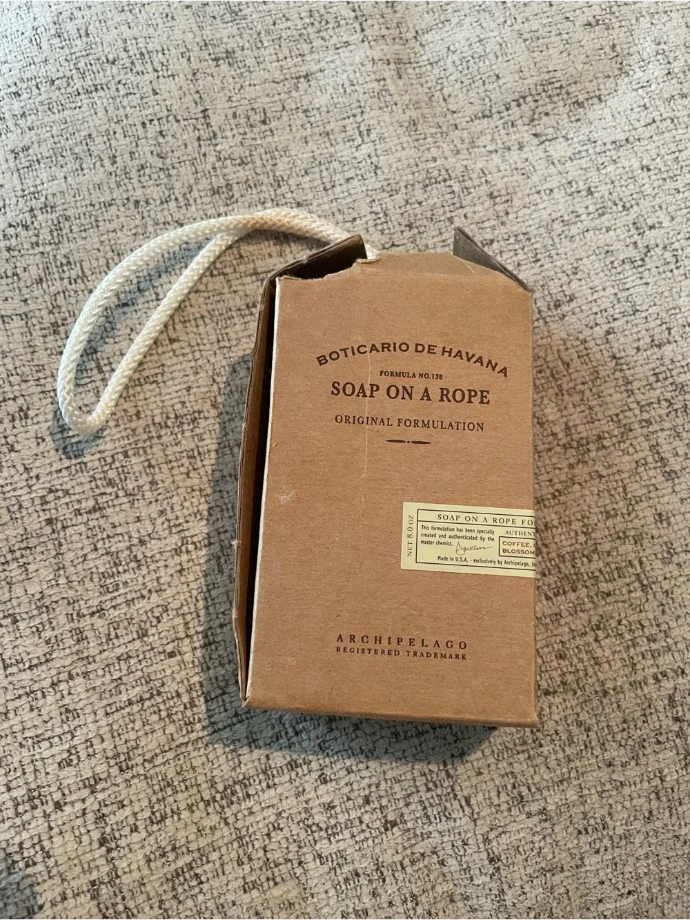 Archipelago Botanico de Havana Soap on a Rope. 8oz. Coffee Orange Blossom Bergmt